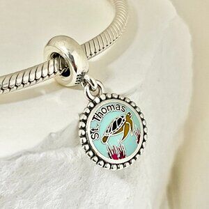 Pandora ST,THOMAS Sea turtle Dangle S925 Silver Charm
